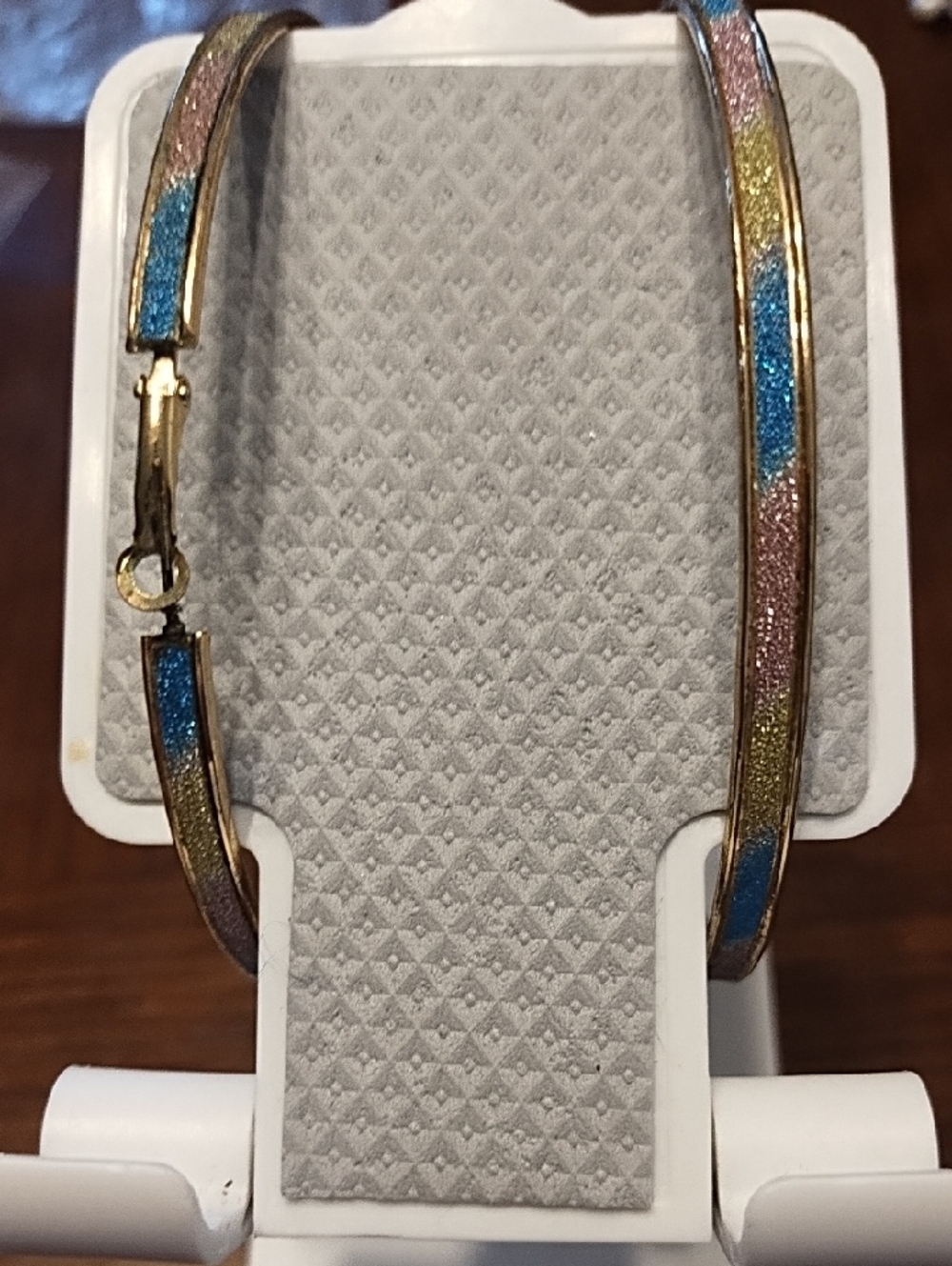 Gold-Tone Multicolor Glitter Hoop Earrings - Women Jewelry
